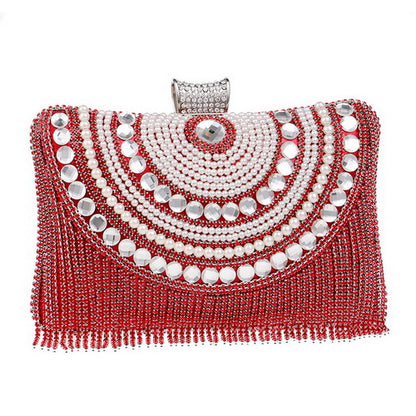 Clutch Bag with Rhinestone Tassels