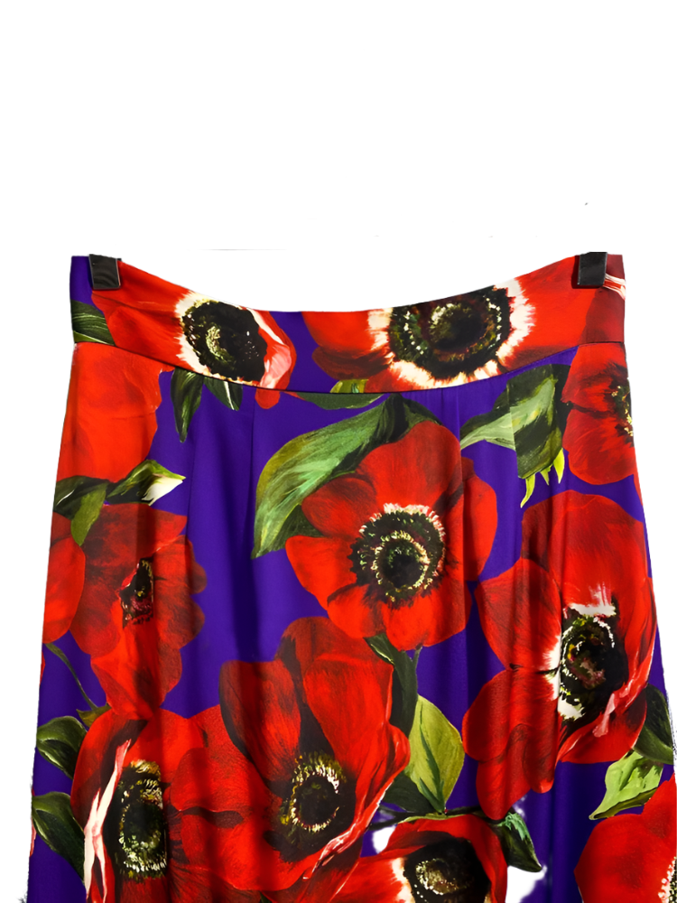 Silk Midi Skirt in Floral Print