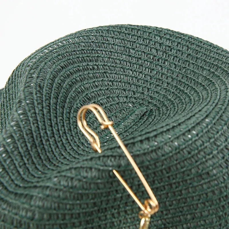 Fedora in Raffia with Brooch and Chain