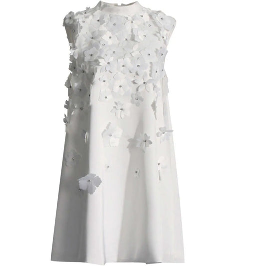 Short Dress with Halter Neck in Laser-cut Florals