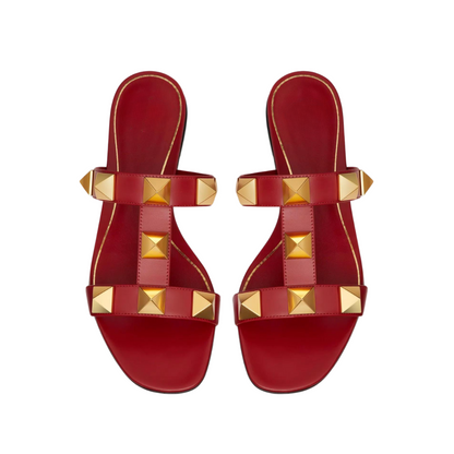 Roman Style Sandals in Red Genuine Leather