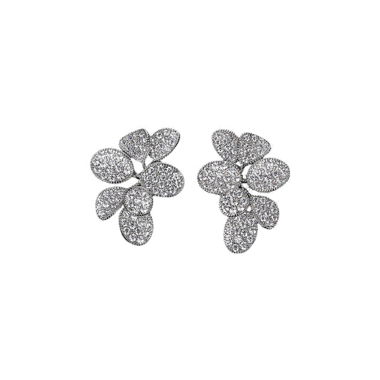 Earrings with Petals and Micro Crystal Inlay