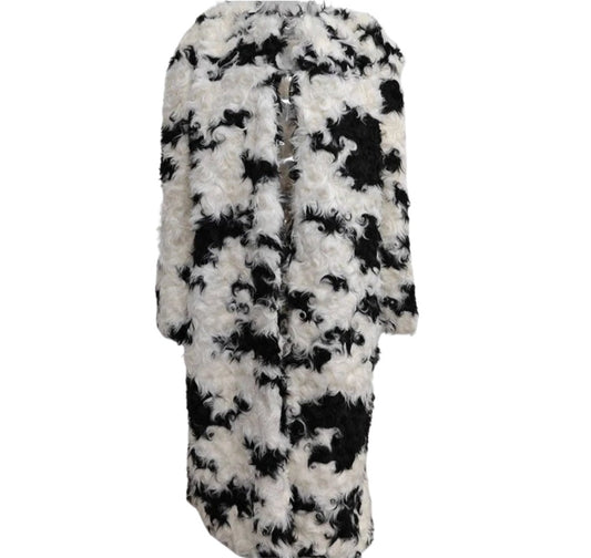 Faux Fur Coat with Dalmatian Print