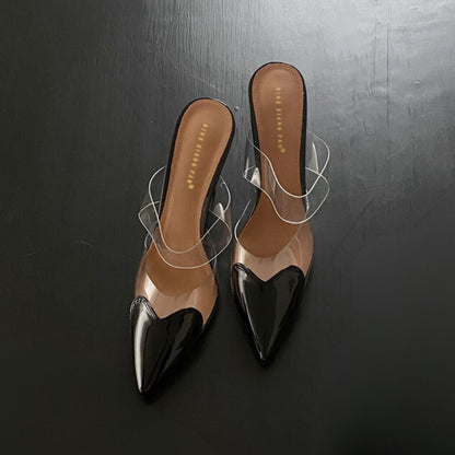 Mules with Heart Shaped Pointed Toe