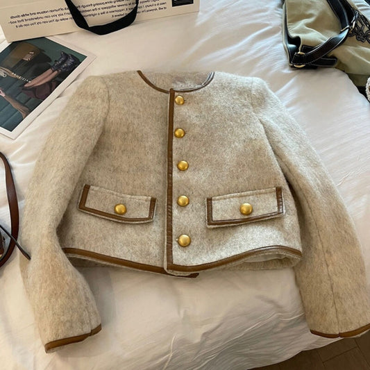 Cropped Coat with Gold Buttons