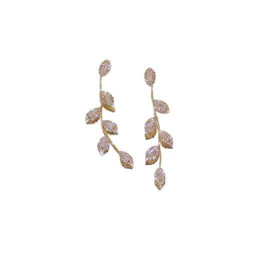 Gold Plated Earrings in Delicate Leaf Shape