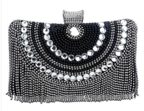 Clutch Bag with Rhinestone Tassels