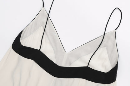 Monochromatic Midi Dress with inverted V-Hemline