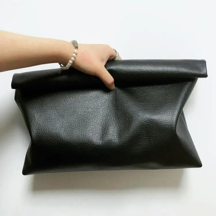 Maxi Envelope Clutch Bag in Vegan Leather