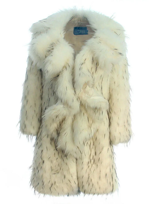 Faux Fur Coat with Ruffled Collar