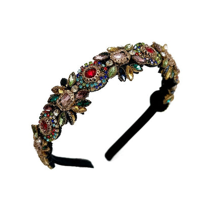 Hair Band with Rhine stone Flowers and Thin Loop
