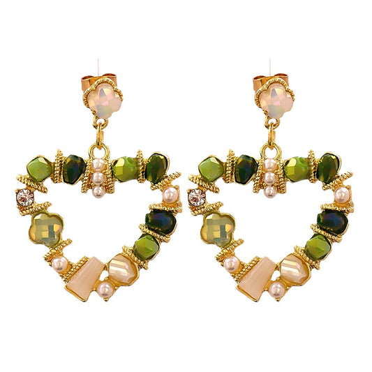 Earrings in Gold Plating with Crystals and Pearls