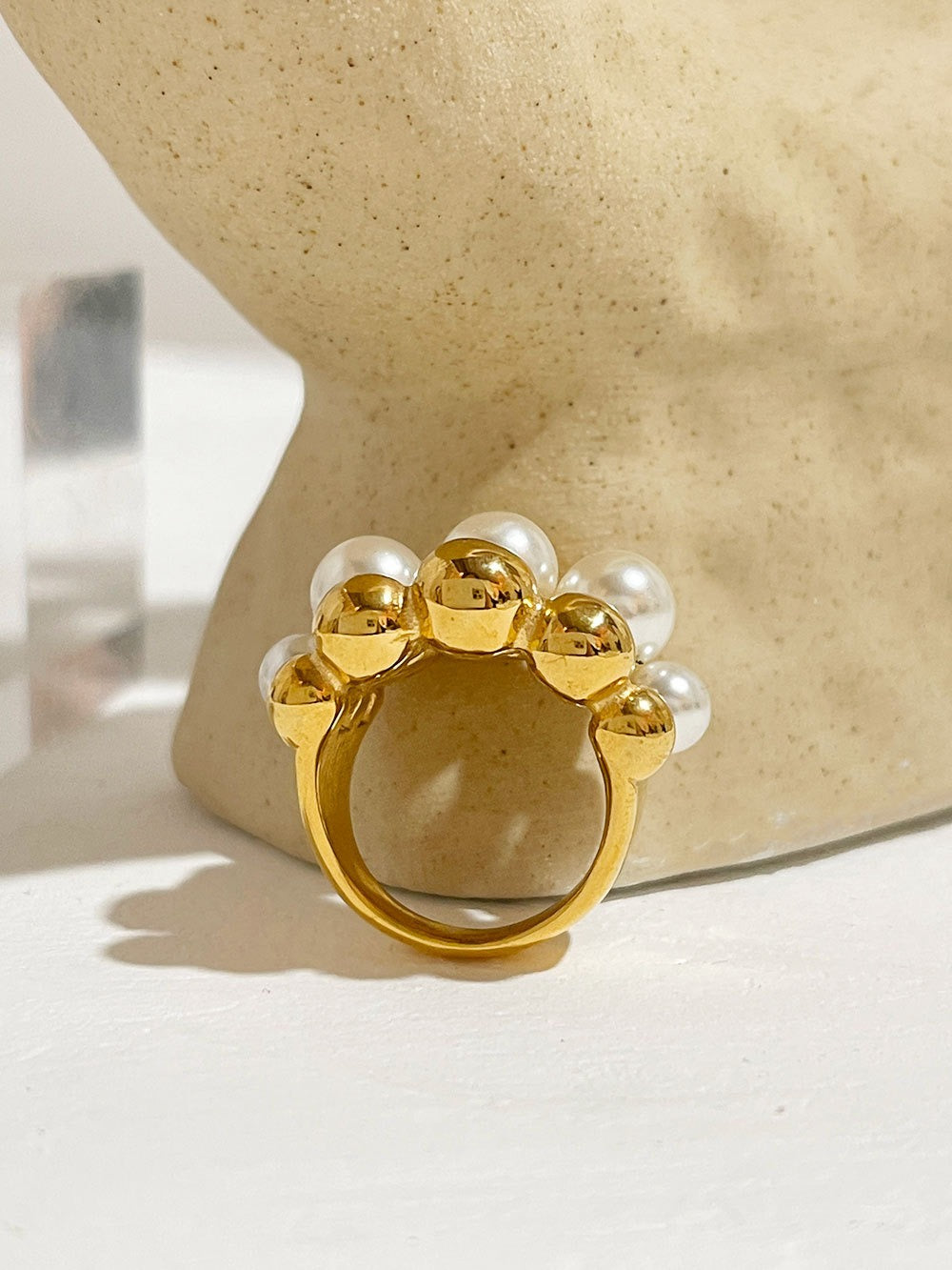 Ring with Layered Pearls