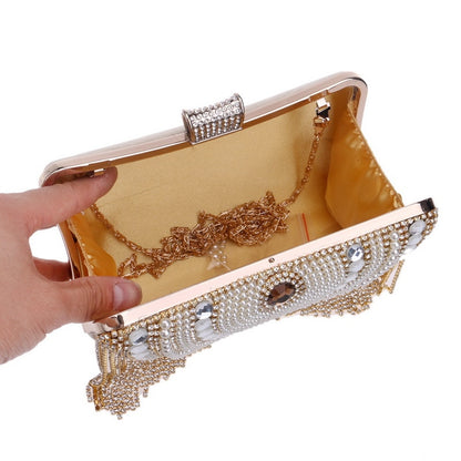 Clutch Bag with Rhinestone Tassels