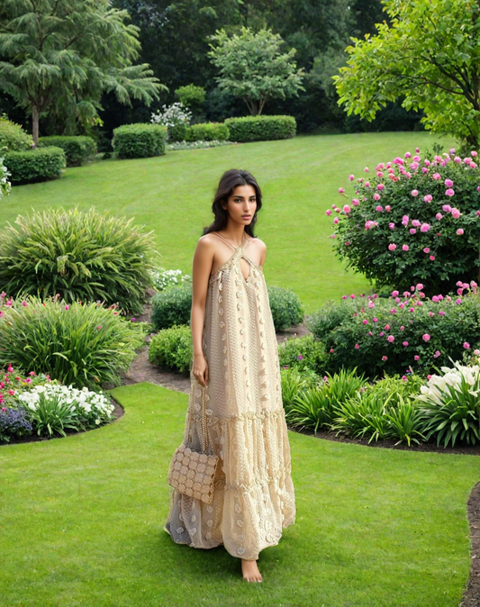 Maxi Dress with Cascading Flowers