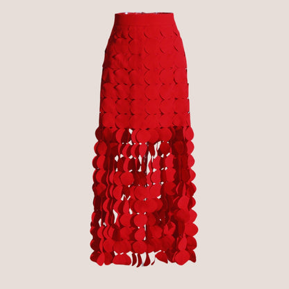 High Waist Skirt with Coterie Fringes