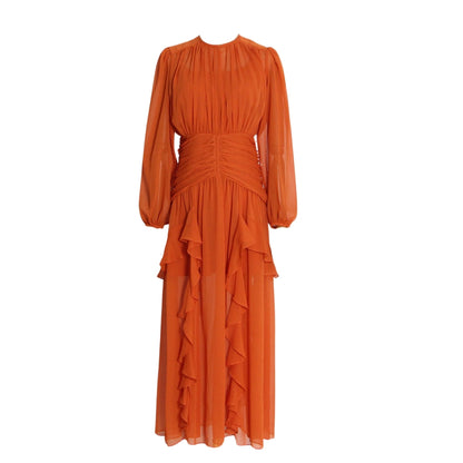 Maxi Dress in Chiffon in Burnt Orange