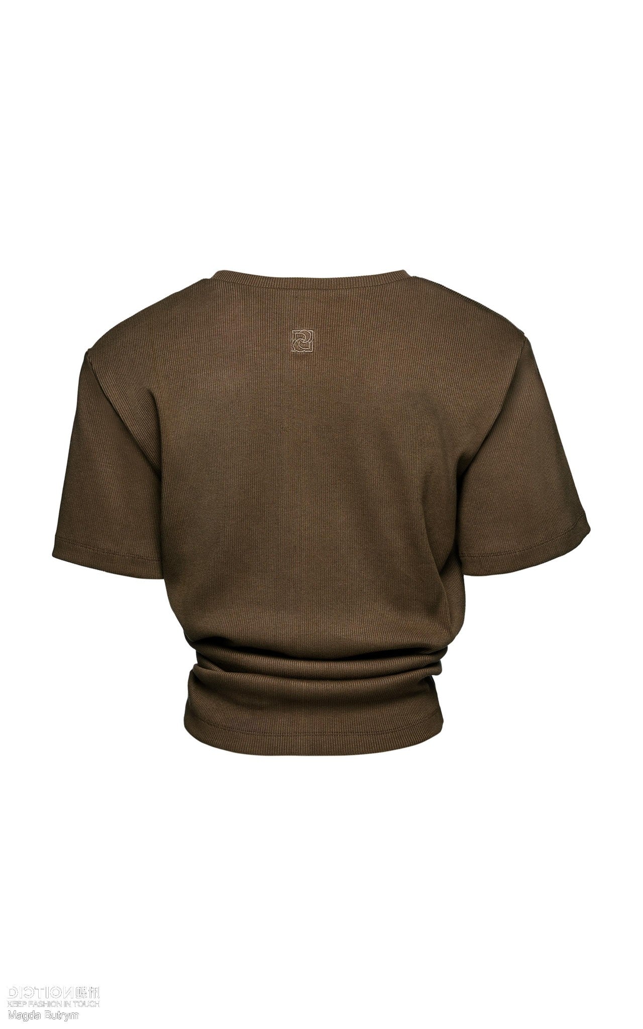 Cropped Tie Knot Tee in Brown