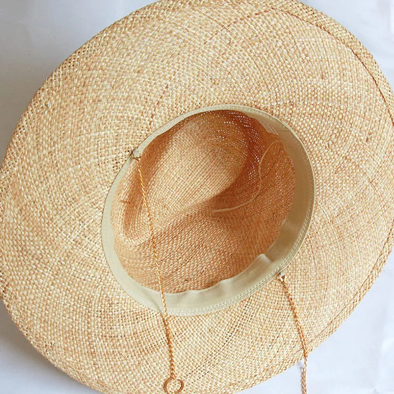 Fedora in Straw With Gold and Pearl Accessories