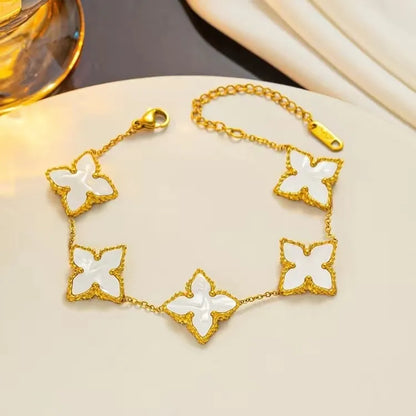 18K Gold Plated Clover Leaf Chain Link Bracelet