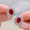 Sterling Silver Stud Earrings with Ruby Stone