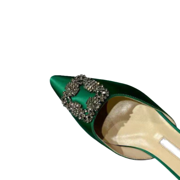 Mulberry Silk Mules with Rhinestone Buckle