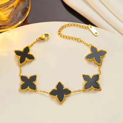 18K Gold Plated Clover Leaf Chain Link Bracelet