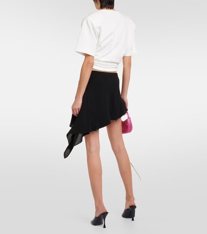 Cropped Tie Knot Tee in Ivory