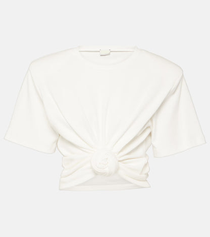 Cropped Tie Knot Tee in Ivory