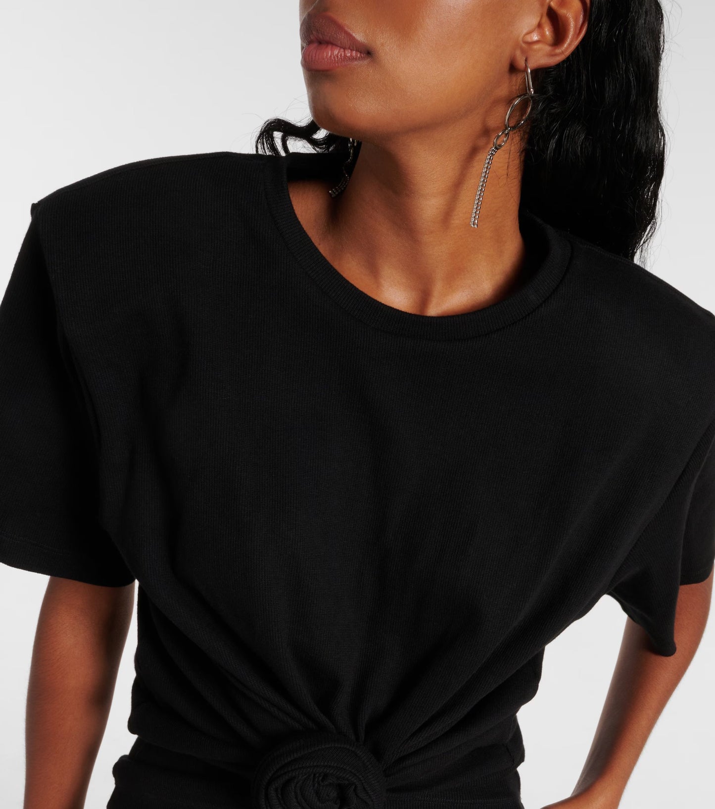 Cropped Tie Knot Tee in Black