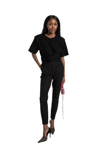 Cropped Tie Knot Tee in Black
