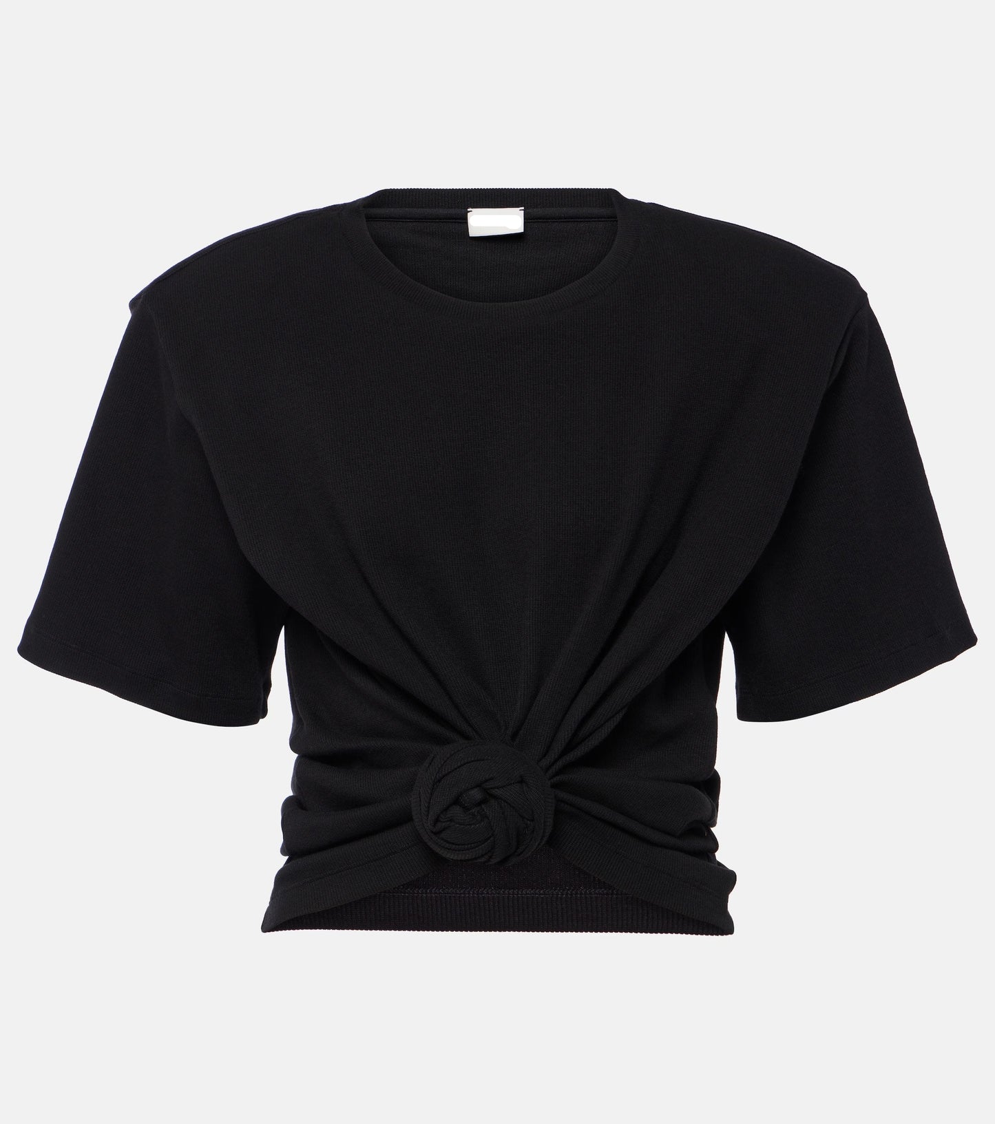 Cropped Tie Knot Tee in Black