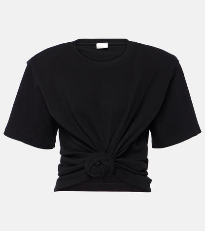Cropped Tie Knot Tee in Black