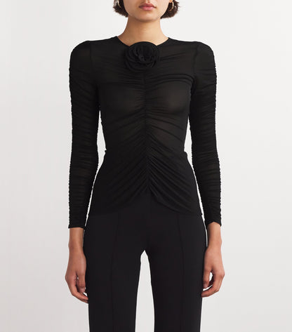 Elegant Ruched Top in Black