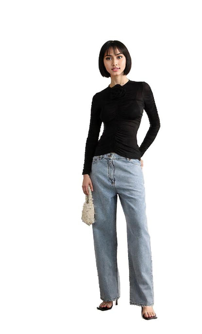 Elegant Ruched Top in Black