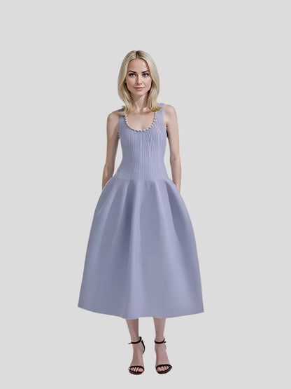 Bejewelled Midi Dress with Ballooning Skirt