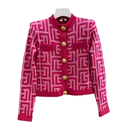 Cardigan with Geometric Pattern