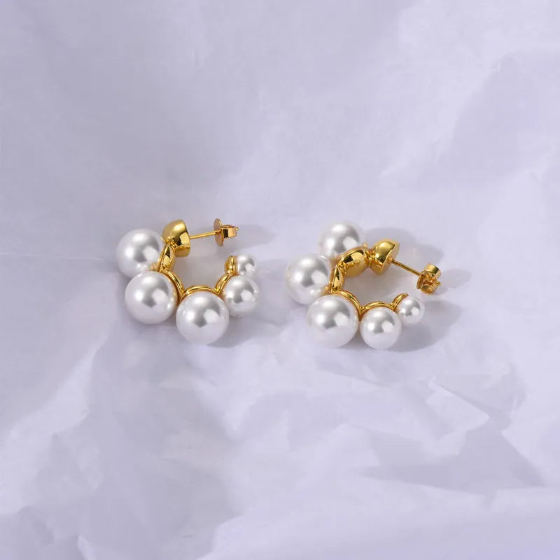 18K Gold Plated Hoop Earrings with Pearls