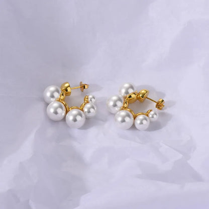 18K Gold Plated Hoop Earrings with Pearls