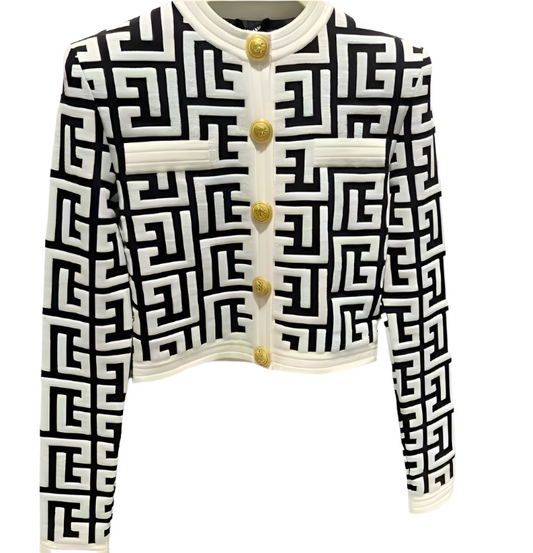 Cardigan with Geometric Pattern