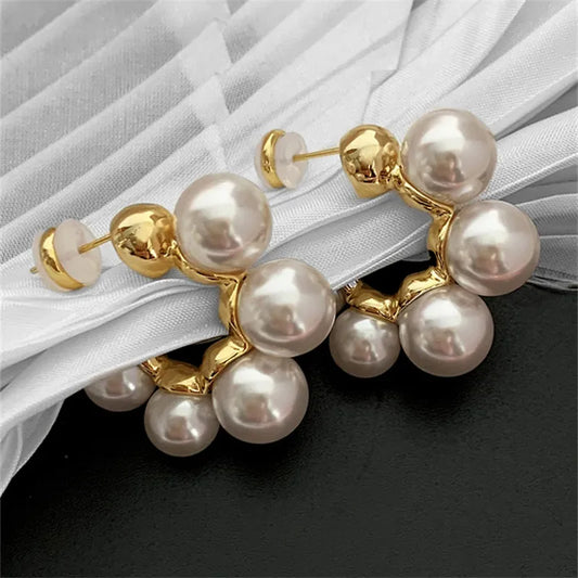 18K Gold Plated Hoop Earrings with Pearls