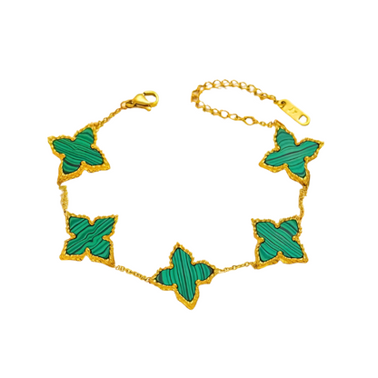 18K Gold Plated Clover Leaf Chain Link Bracelet