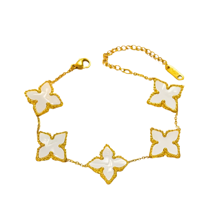 18K Gold Plated Clover Leaf Chain Link Bracelet